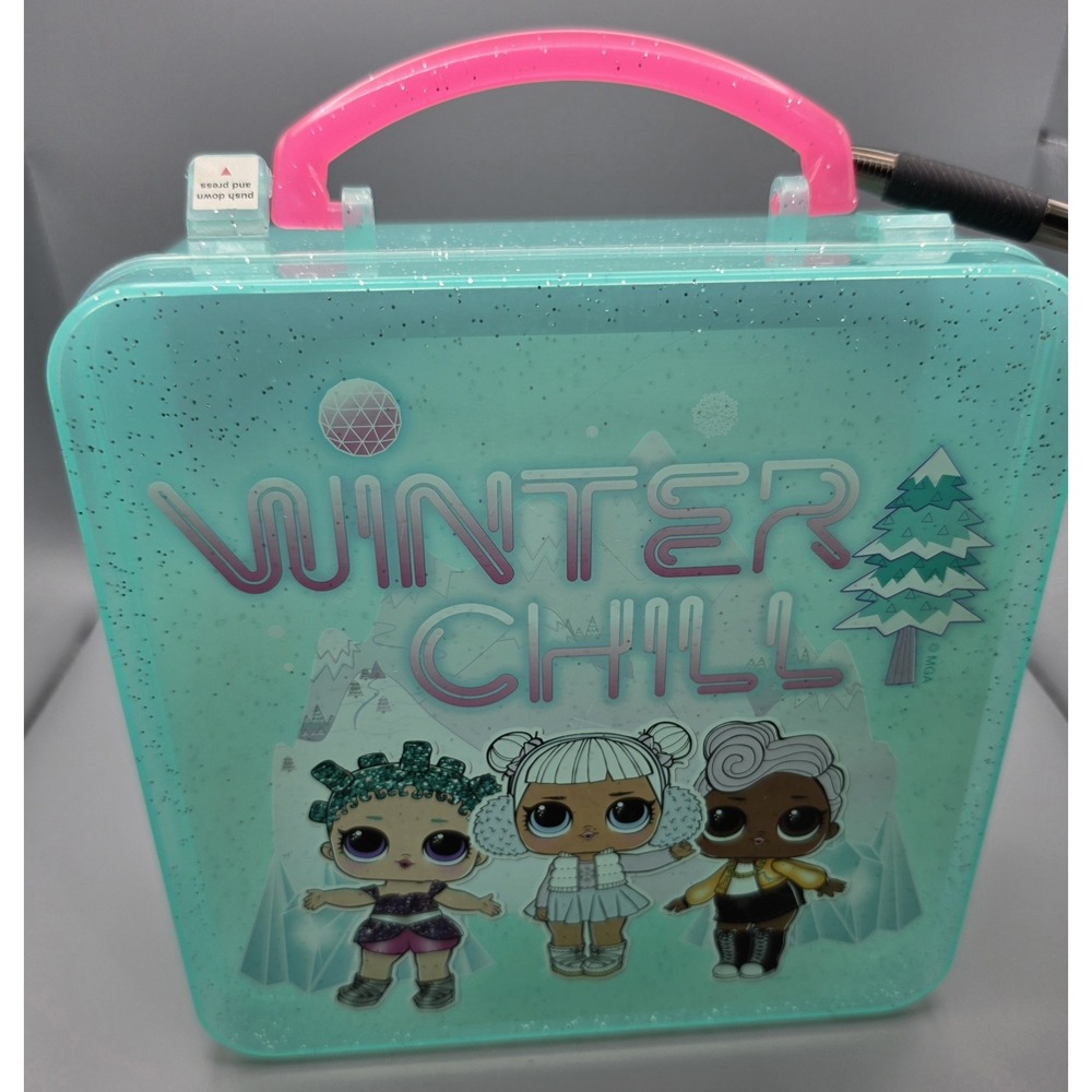 LOL Surprise Winter Chill Teal Glitter Plastic Storage Carrying Case MGA